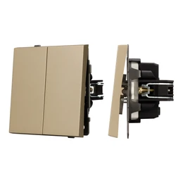 Фото #1 товара Механизм выключателя двухклавишный непроходной SWT-TENDO-MK02-SFPL-GD (230V, 10A) (Arlight, -)