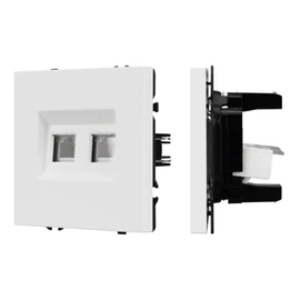 Фото #1 товара Механизм сдвоенной телефонной розетки SCT-NOBE-MTL2-SFPL-WH (RJ-11, 4C) (Arlight, Белый кварц)