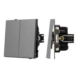 Фото #1 товара Механизм выключателя двухклавишный проходной SWT-TENDO-MKP2-PL-GR (230V, 10A) (Arlight, -)