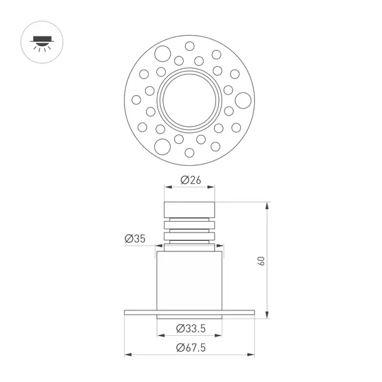 Фото #3 товара Светильник MS-INVISIO-TRIMLESS-R35-5W Day4000 (WH-WH, 36 deg, 230V) (Arlight, IP54 Металл, 5 лет)