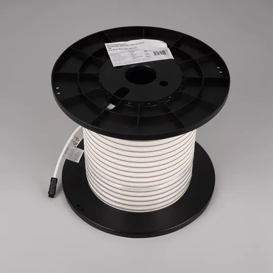 Фото #4 товара Светодиодная лента герметичная MOONLIGHT-PRO-TOP-X320-13x12mm 48V Warm3000 (9.6 W/m, IP67, 30m, wire x2) (Arlight, Вывод боковой, 7 лет)