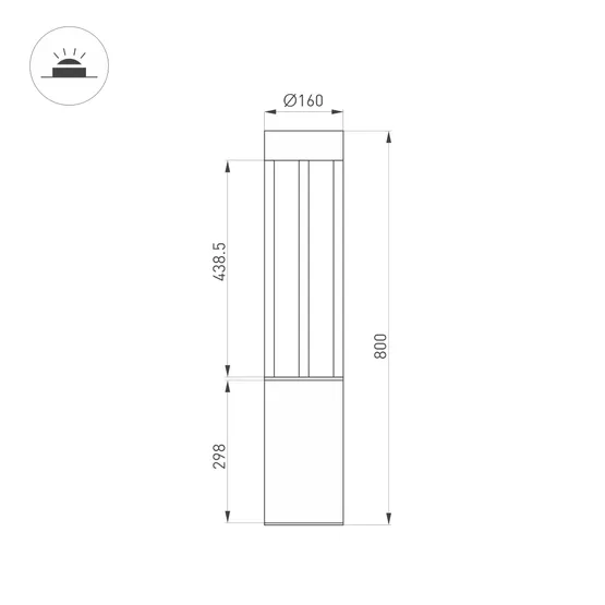 Фото #9 товара Светильник LGD-CASTELLO-BOLL-H800-20W Warm3500-MIX (GR, 80 deg, 230V) (Arlight, IP65 Металл, 5 лет)