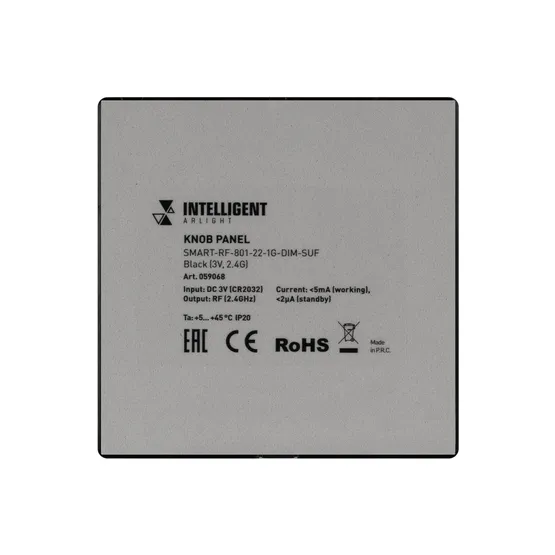 Фото #4 товара INTELLIGENT ARLIGHT Кнопочная панель SMART-RF-801-22-1G-DIM-SUF Black (3V, 2.4G) (IARL, IP20 Пластик, 5 лет)