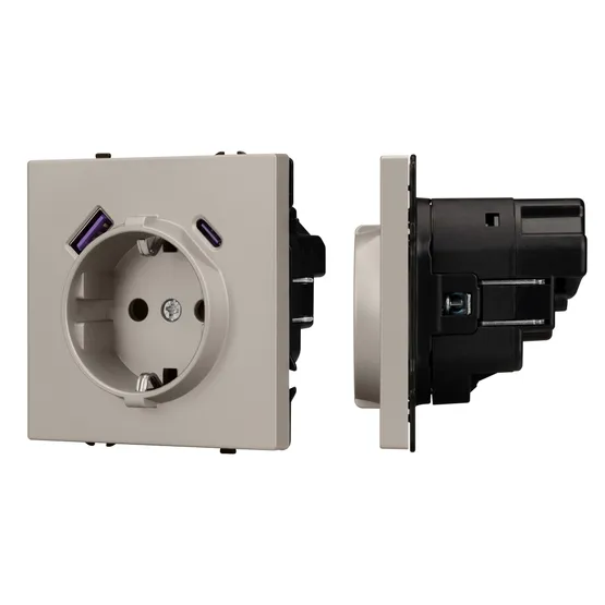 Фото #1 товара Механизм розетки с USB зарядкой SCT-NOBE-MUAC-SFPL-CA (230V, 16A) (Arlight, Кашемир)