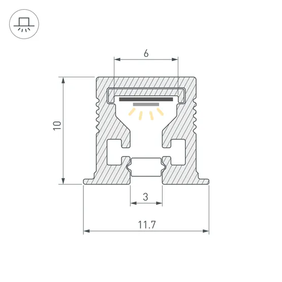 Фото #2 товара Профиль с экраном SL-MINI-3-H10-F12-2000 IRON GREY (Arlight, Алюминий+пластик)