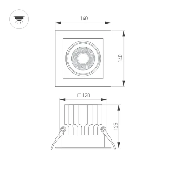 Фото #2 товара Светильник MS-VORTEX-BUILT-S140x140-30W Warm3000 (BK-BK, 17 deg, 230V) (Arlight, IP20 Металл, 5 лет)