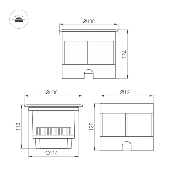 Фото #2 товара Светильник LTD-DAFNA-GROUND-R130-11W Day4000 (SL, 20 deg, 230V) (Arlight, IP67 Металл, 5 лет)