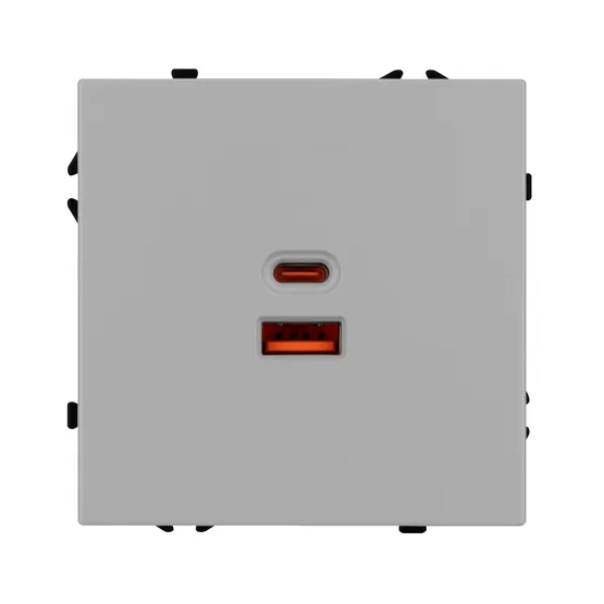 Фото #2 товара Механизм розетки с быстрой USB зарядкой SCT-NOBE-MUAC-SFPL-FC-IS (65W, QC3) (Arlight, Никель)
