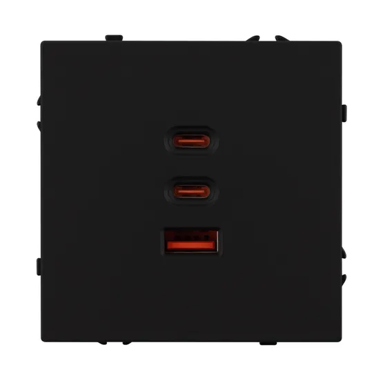 Фото #4 товара ARL NOBE USB Розетка тип А+С+С софт-тач черный оникс SCT-MUACC-SFPL-FC-BK (65W, QC3) (Arlight, -)