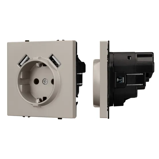 Фото #1 товара Механизм розетки с USB зарядкой SCT-NOBE-MUAA-SFPL-CA (230V, 16A) (Arlight, Кашемир)